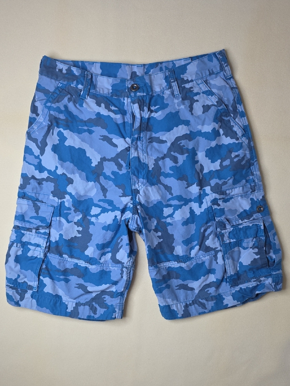 Levis Cargo Shorts Men's Size 36 Blue Camouflage Cotton Pockets